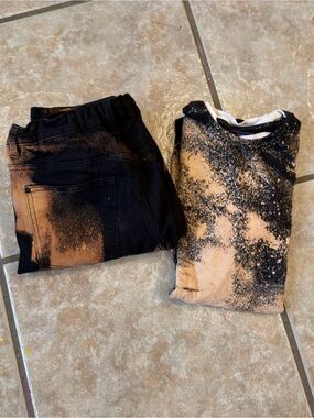 Custom Bleach Dye Co-ord Set | Grunge Streetwear Matching Shirt & Jeans